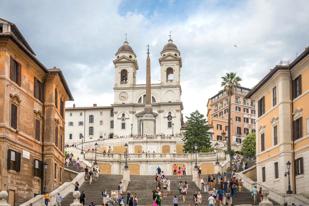 The Spanish Steps, a grand staircase in Rome's Piazza di Spagna.