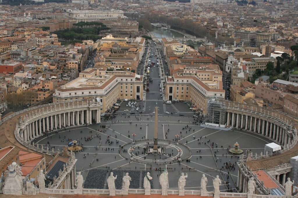 St. Peter's Basilica in Vatican City, the spiritual center of Rome.