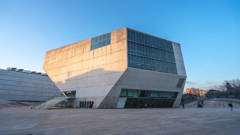 Modern architectural design of Casa da Música in Porto